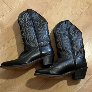Classic Black Embroidered Cowboy Boots